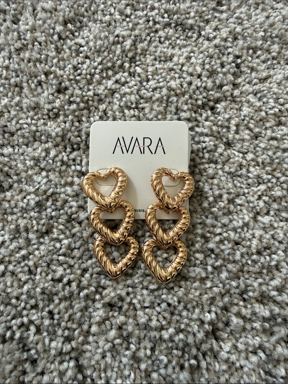 Avara Gold-Tone Triple Heart Drop Earrings - Gold